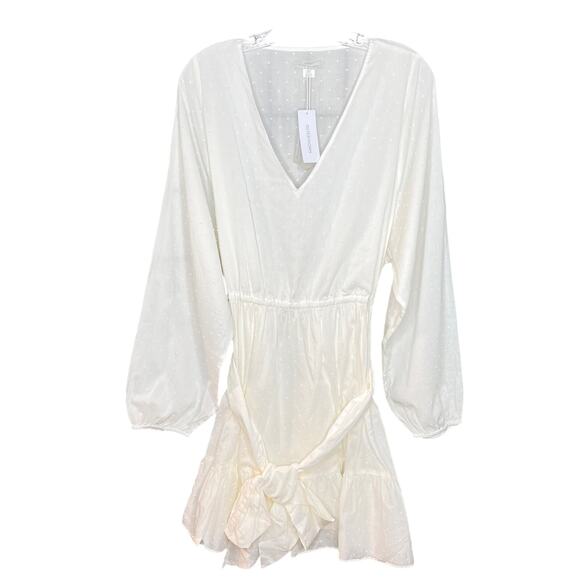 Outerknown Lulu V Neck Blouson Sleeves Ruffle Dress Large - Picture 1 of 7